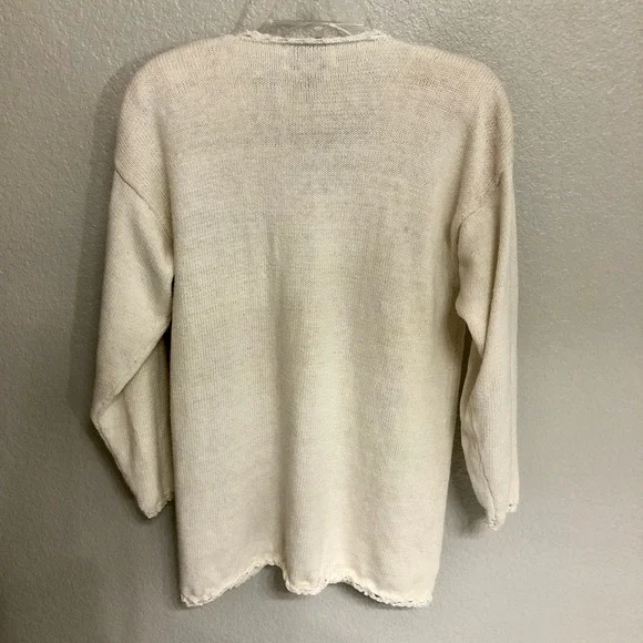 Cervelle Sweater Medium Cute Off White 90s Vintage V-Neck Cardigan Grandma Cozy - Picture 8 of 10